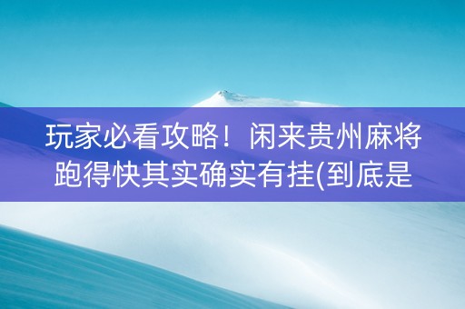 玩家必看攻略！闲来贵州麻将跑得快其实确实有挂(到底是不是有挂)