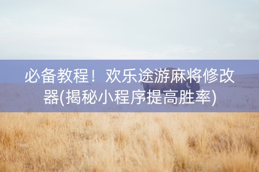 必备教程！欢乐途游麻将修改器(揭秘小程序提高胜率)