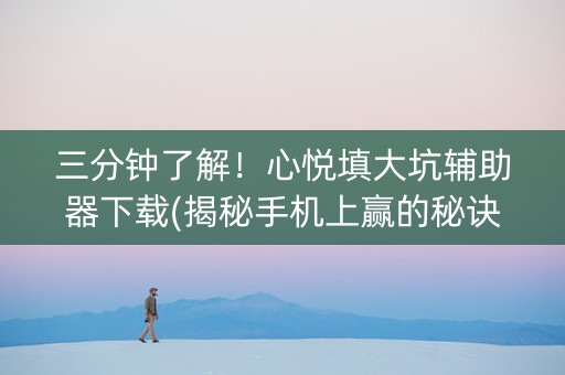 三分钟了解！心悦填大坑辅助器下载(揭秘手机上赢的秘诀)