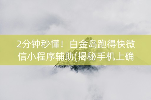 2分钟秒懂！白金岛跑得快微信小程序辅助(揭秘手机上确实有猫腻)