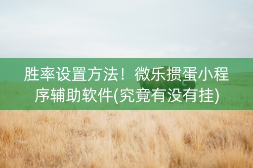 胜率设置方法！微乐掼蛋小程序辅助软件(究竟有没有挂)
