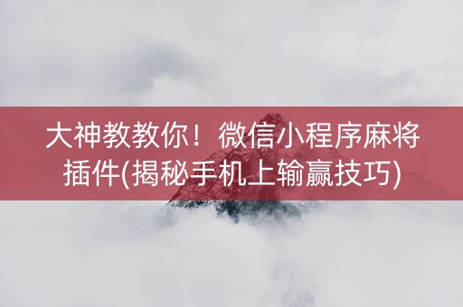 大神教教你！微信小程序麻将插件(揭秘手机上输赢技巧)