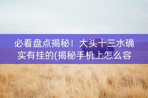 必看盘点揭秘！大头十三水确实有挂的(揭秘手机上怎么容易赢)