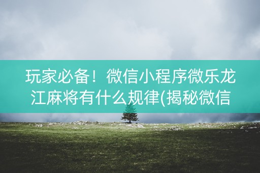 玩家必备！微信小程序微乐龙江麻将有什么规律(揭秘微信里系统发好牌)