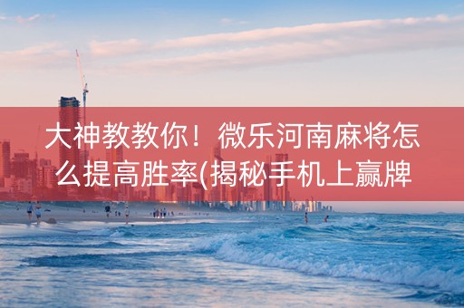 大神教教你！微乐河南麻将怎么提高胜率(揭秘手机上赢牌的技巧)