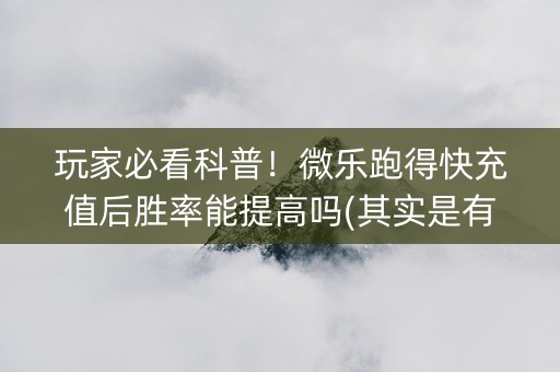 玩家必看科普！微乐跑得快充值后胜率能提高吗(其实是有挂确实有挂)