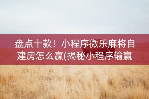 盘点十款！小程序微乐麻将自建房怎么赢(揭秘小程序输赢规律)