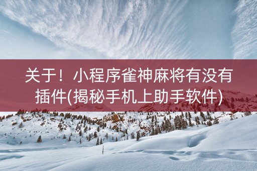 关于！小程序雀神麻将有没有插件(揭秘手机上助手软件)