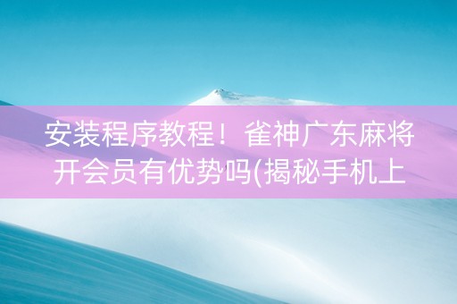 安装程序教程！雀神广东麻将开会员有优势吗(揭秘手机上专用神器)