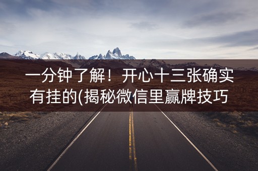 一分钟了解！开心十三张确实有挂的(揭秘微信里赢牌技巧)