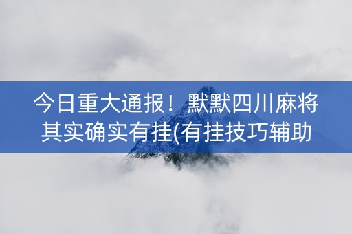 今日重大通报！默默四川麻将其实确实有挂(有挂技巧辅助器)