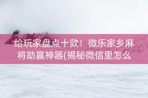 给玩家盘点十款！微乐家乡麻将助赢神器(揭秘微信里怎么容易赢)