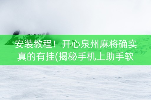 安装教程！开心泉州麻将确实真的有挂(揭秘手机上助手软件)