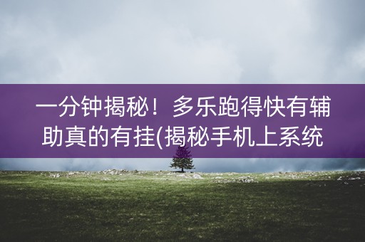 一分钟揭秘！多乐跑得快有辅助真的有挂(揭秘手机上系统发好牌)