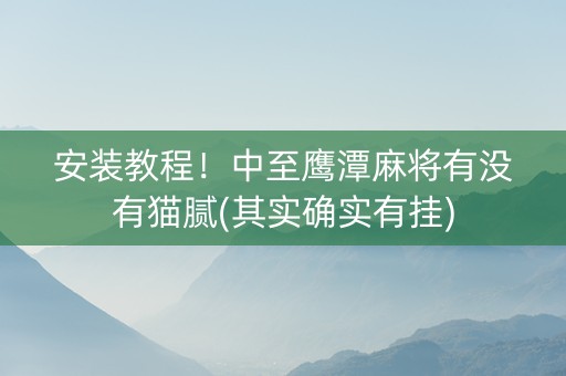 安装教程！中至鹰潭麻将有没有猫腻(其实确实有挂)