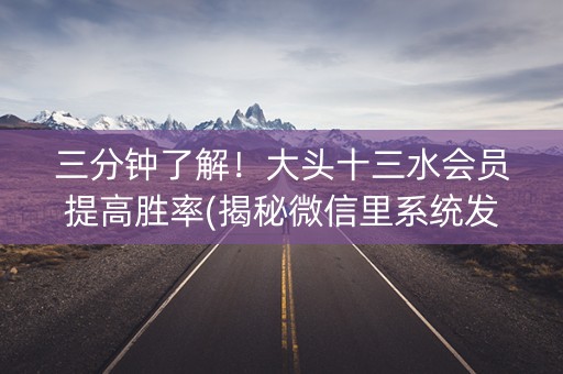 三分钟了解！大头十三水会员提高胜率(揭秘微信里系统发好牌)