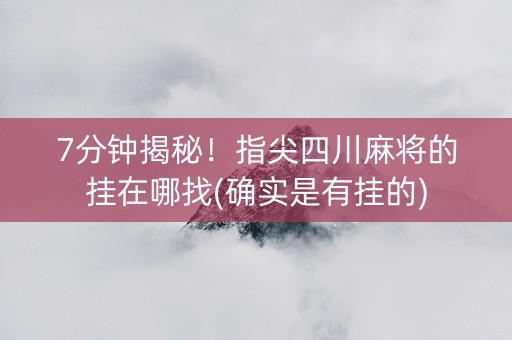7分钟揭秘！指尖四川麻将的挂在哪找(确实是有挂的)