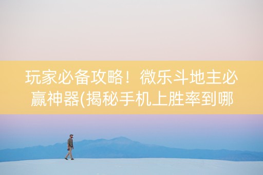 玩家必备攻略！微乐斗地主必赢神器(揭秘手机上胜率到哪调)