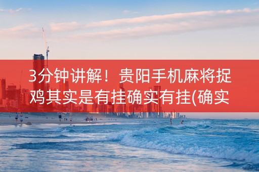 3分钟讲解！贵阳手机麻将捉鸡其实是有挂确实有挂(确实是有挂的)