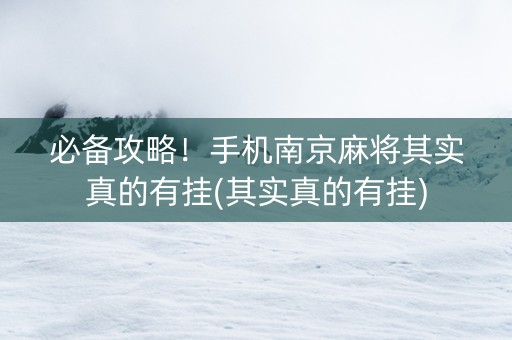 必备攻略！手机南京麻将其实真的有挂(其实真的有挂)