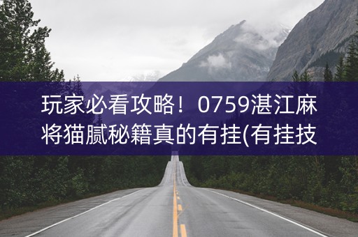 玩家必看攻略！0759湛江麻将猫腻秘籍真的有挂(有挂技巧辅助器)