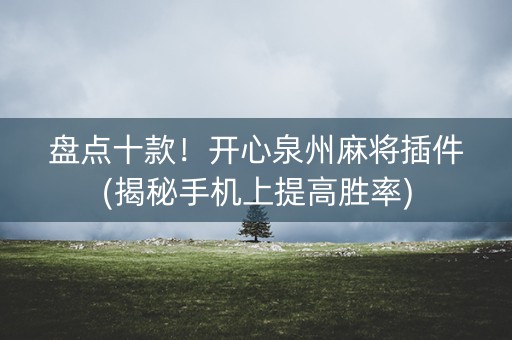 盘点十款！开心泉州麻将插件(揭秘手机上提高胜率)