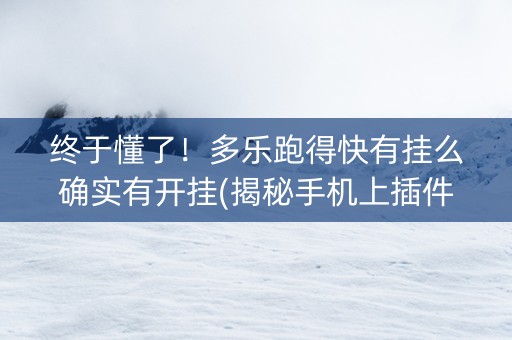 终于懂了！多乐跑得快有挂么确实有开挂(揭秘手机上插件免费)