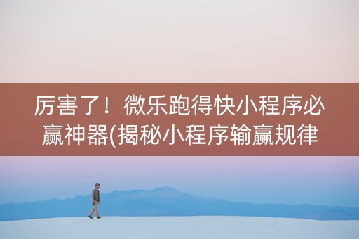 厉害了！微乐跑得快小程序必赢神器(揭秘小程序输赢规律)