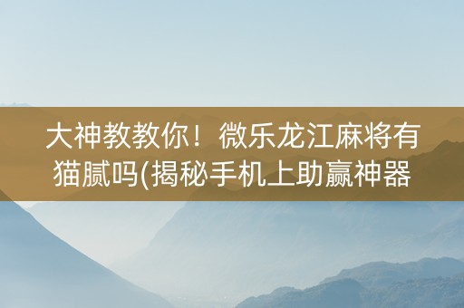 大神教教你！微乐龙江麻将有猫腻吗(揭秘手机上助赢神器购买)