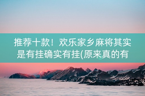 推荐十款！欢乐家乡麻将其实是有挂确实有挂(原来真的有挂)