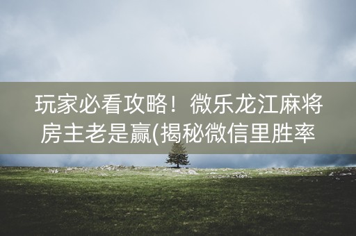 玩家必看攻略！微乐龙江麻将房主老是赢(揭秘微信里胜率到哪调)