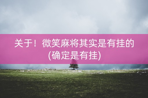 关于！微笑麻将其实是有挂的(确定是有挂)