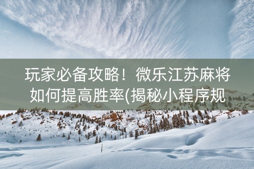 玩家必备攻略！微乐江苏麻将如何提高胜率(揭秘小程序规律攻略)