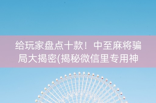 给玩家盘点十款！中至麻将骗局大揭密(揭秘微信里专用神器下载)