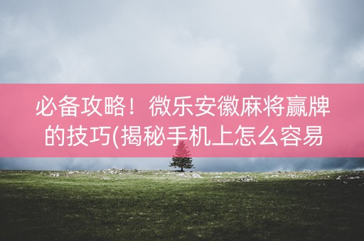 必备攻略！微乐安徽麻将赢牌的技巧(揭秘手机上怎么容易赢)