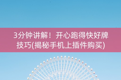 3分钟讲解！开心跑得快好牌技巧(揭秘手机上插件购买)