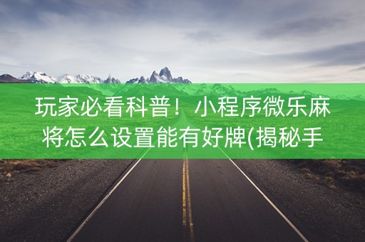 玩家必看科普！小程序微乐麻将怎么设置能有好牌(揭秘手机上规律攻略)