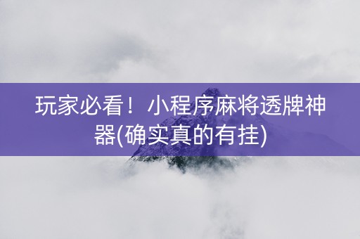 玩家必看！小程序麻将透牌神器(确实真的有挂)