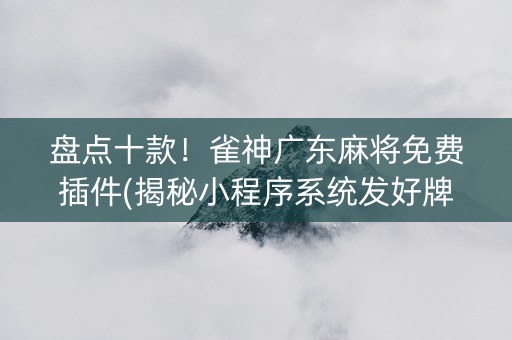 盘点十款！雀神广东麻将免费插件(揭秘小程序系统发好牌)