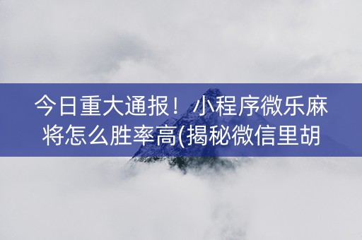 今日重大通报！小程序微乐麻将怎么胜率高(揭秘微信里胡牌神器)
