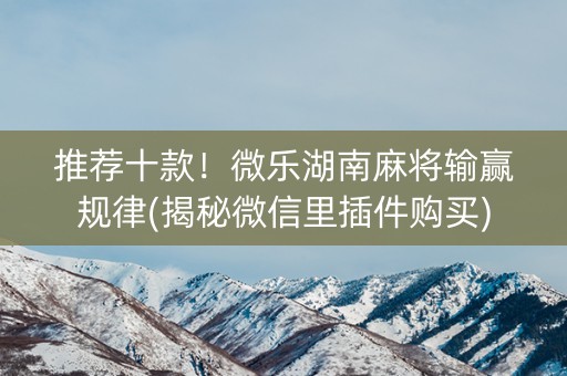 推荐十款！微乐湖南麻将输赢规律(揭秘微信里插件购买)