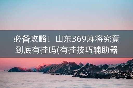 必备攻略！山东369麻将究竟到底有挂吗(有挂技巧辅助器)