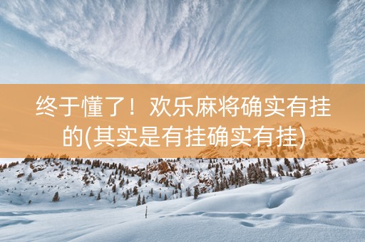 终于懂了！欢乐麻将确实有挂的(其实是有挂确实有挂)