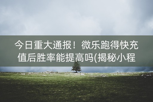 今日重大通报！微乐跑得快充值后胜率能提高吗(揭秘小程序助攻神器)