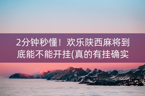 2分钟秒懂！欢乐陕西麻将到底能不能开挂(真的有挂确实有挂)