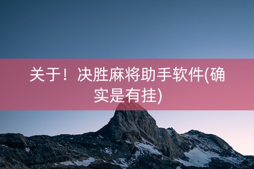 关于！决胜麻将助手软件(确实是有挂)