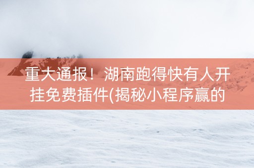 重大通报！湖南跑得快有人开挂免费插件(揭秘小程序赢的秘诀)