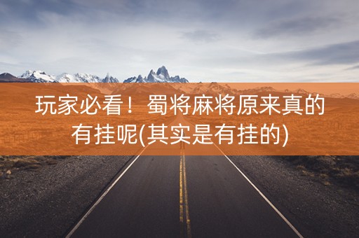 玩家必看！蜀将麻将原来真的有挂呢(其实是有挂的)