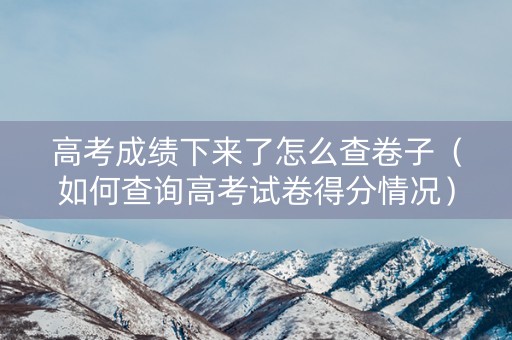 高考成绩下来了怎么查卷子（如何查询高考试卷得分情况）