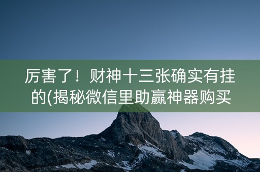厉害了！财神十三张确实有挂的(揭秘微信里助赢神器购买)